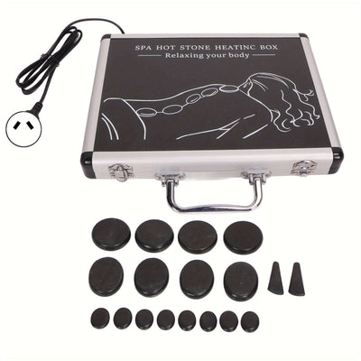 18pcs Heated Basalt Massage Stones with Warmer Box(Black)