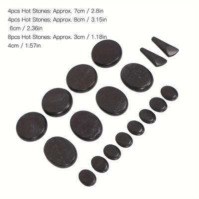 18pcs Heated Basalt Massage Stones with Warmer Box(Black)