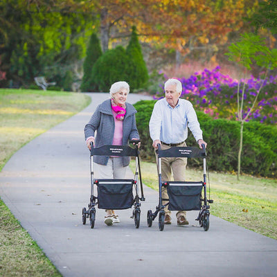 Foldable Aluminium Walking Frame Rollator with Bag and Seat-Silver