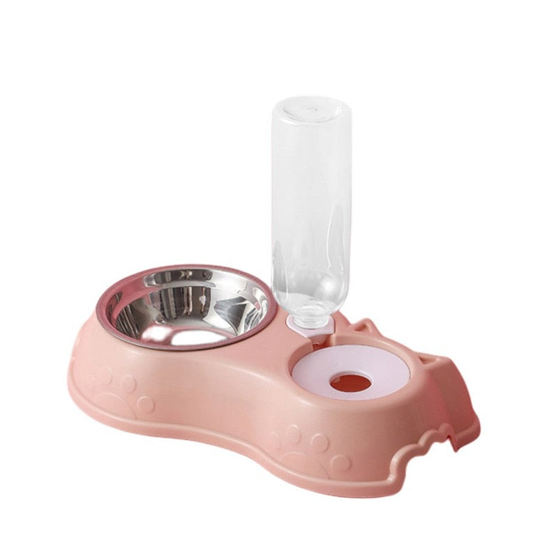 3-in-1 Pet Feeder: 500ML Water Bottle, Stainless Steel Food & Water Bowls for Dogs & Cats
