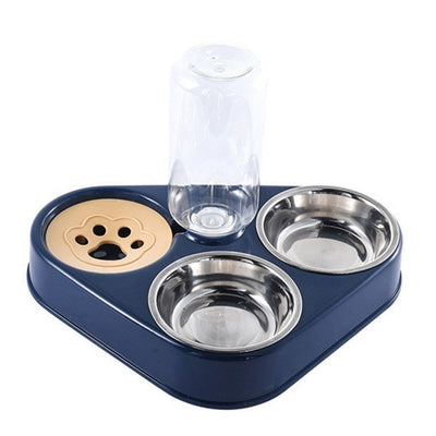 3-in-1 Pet Feeder: 500ML Water Bottle, Stainless Steel Food & Water Bowls for Dogs & Cats