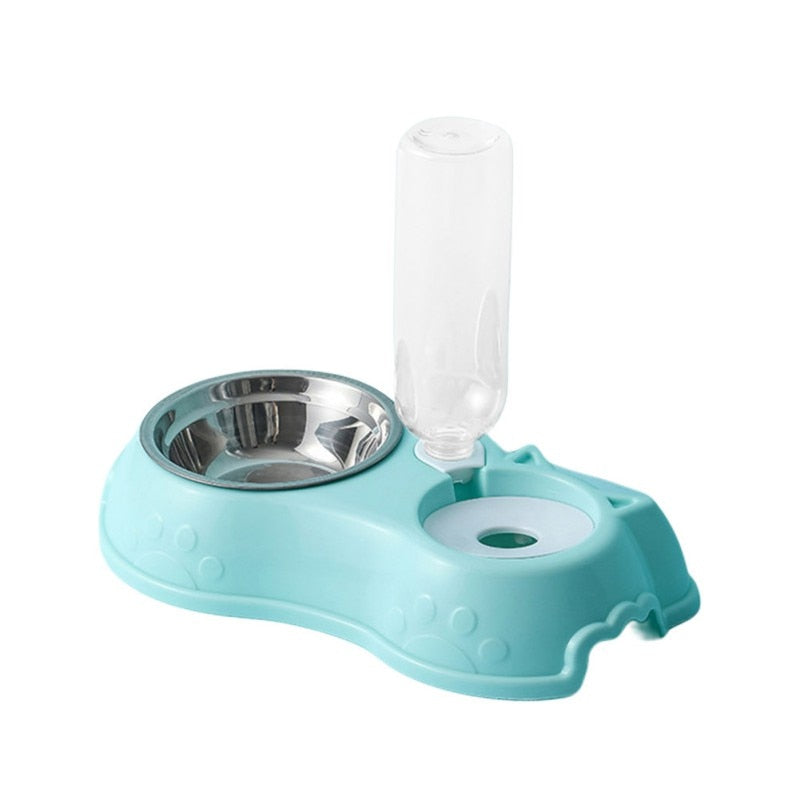 3-in-1 Pet Feeder: 500ML Water Bottle, Stainless Steel Food & Water Bowls for Dogs & Cats