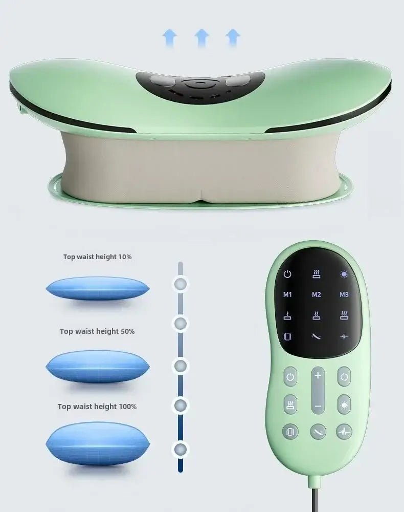 Rechargeable Electric Lumbar Traction Massager Adjustable Vibration Green