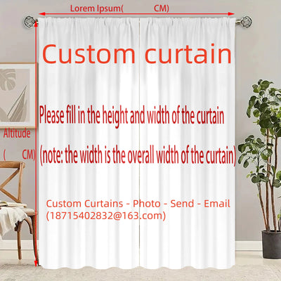 2pcs - Christmas snow scene forest scene printed curtains, pole bag curtains, home decoration, room decoration