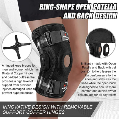 Knee Brace with Copper Side Stabilizers XL Medical Knee Support Black